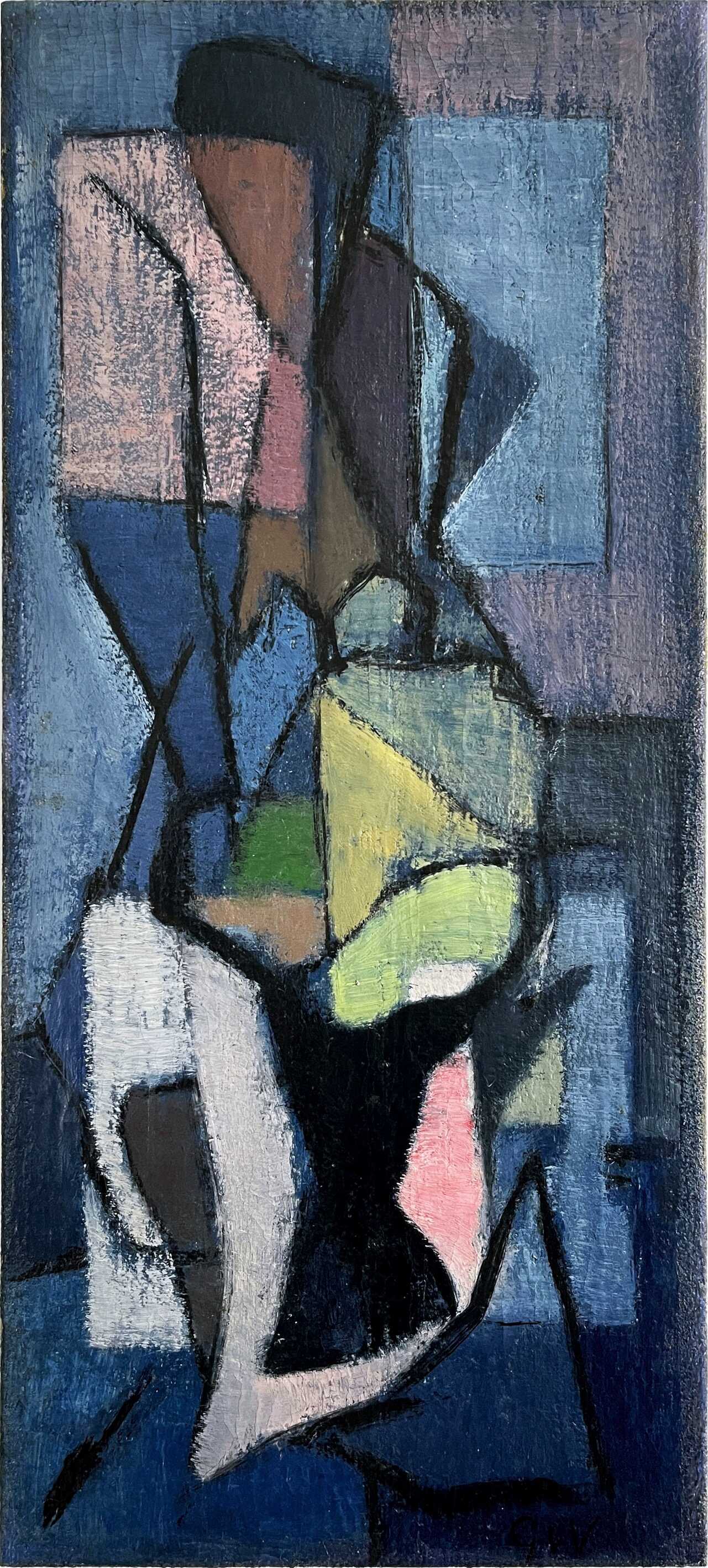 composition, circa 1944 huile sur toile 49 x 22 cm