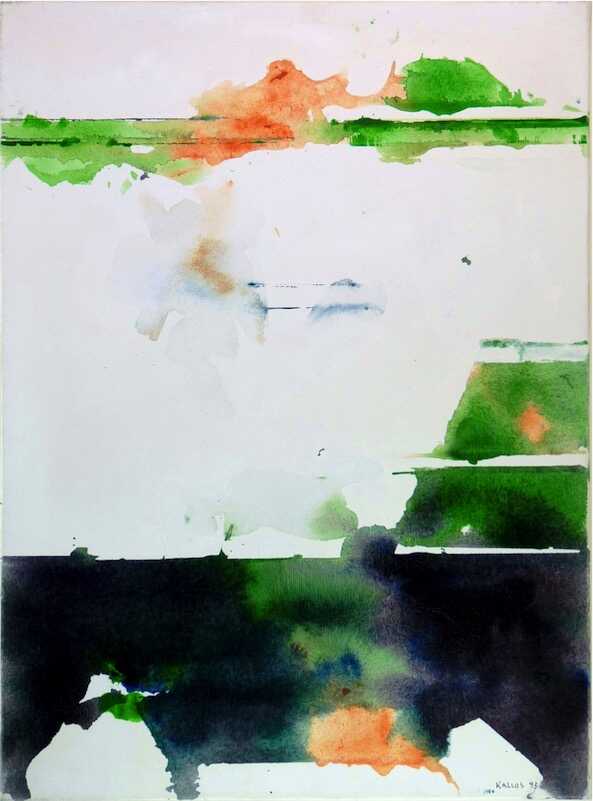 Sandkat4X4  Paysage horizon vert, 1999 acrylique sur toile  65 x 92 cm